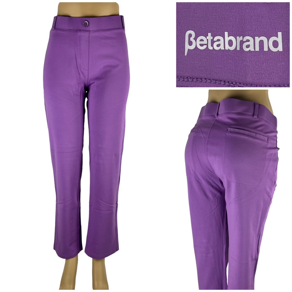 Betabrand 2XL Petite Straight Leg Two Pocket Dress Pant Yoga Rayon Nylon EUC